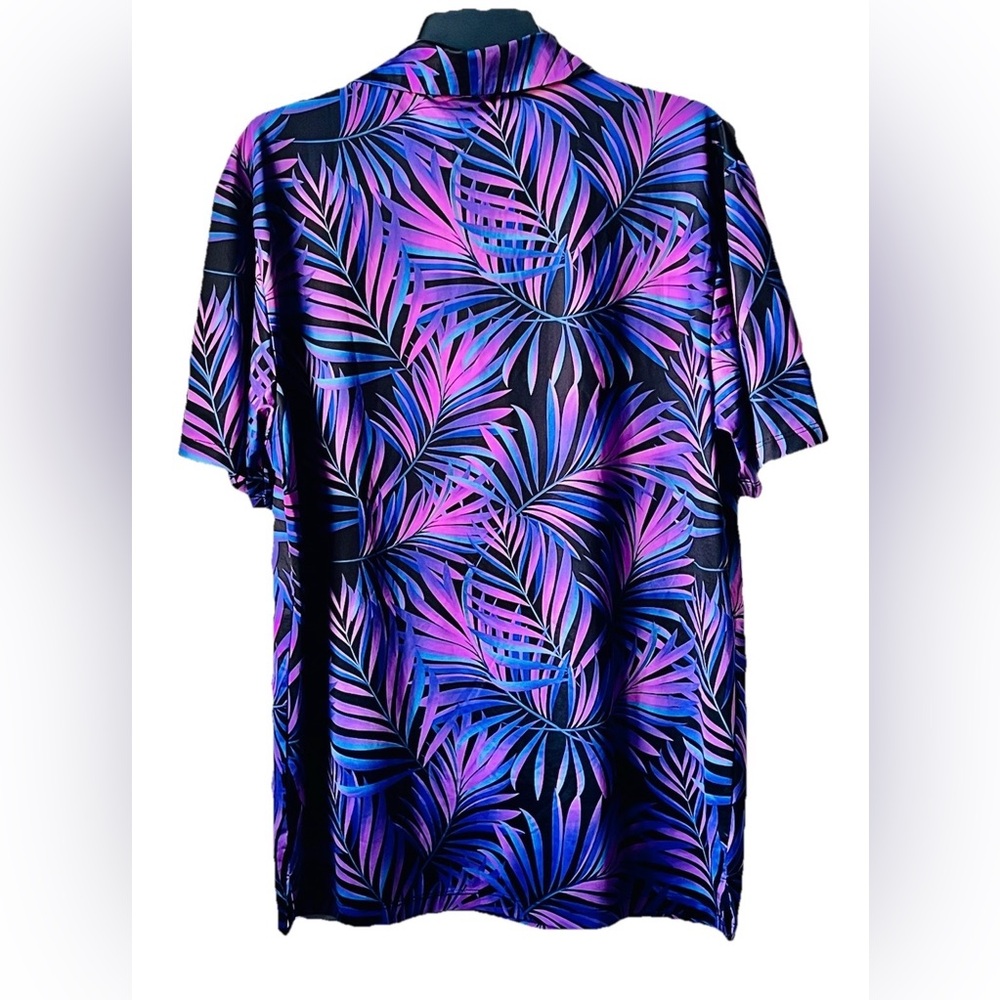 GREENSIDE GOLF Polo Shirt NEON JUNGLE (Men’s LARGE) Tropical Floral Tag - Picture 2 of 5